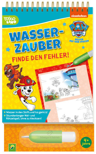 Cover des Buches „PAW Patrol Wasserzauber Finde den Fehler. Einfach mit Wasser malen!“