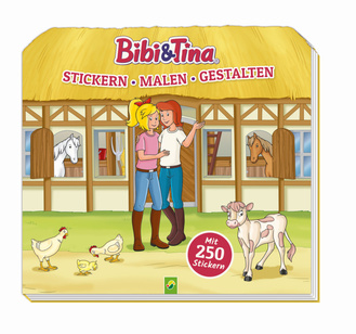 Bibi & Tina - Stickern, Malen, Gestalten. Cover des Buches „Bibi & Tina - Stickern, Malen, Gestalten.“